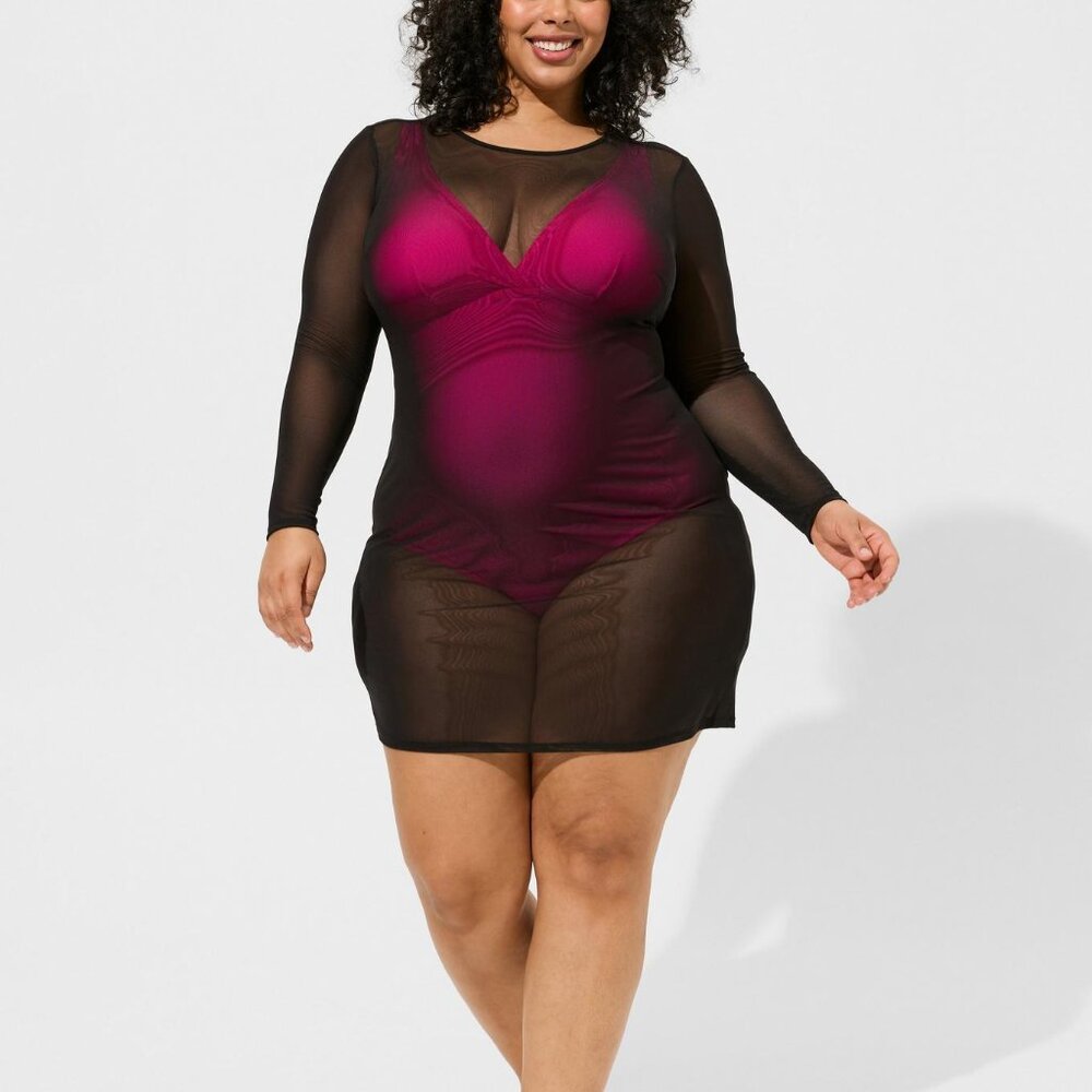 ❤️NWT VINTAGE TORRID SWIM COVER DRESS - MESH SEMI SHEER BEACH COVERUP PLUS SIZE